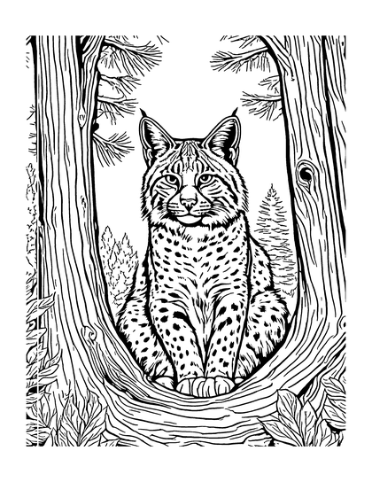 Coloring page Bobcat: a detailed line drawing from Colorado Critters & Adventures for adults