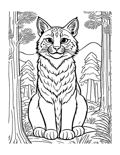 Coloring page Bobcat: a line drawing from Colorado Critters & Adventures for kids
