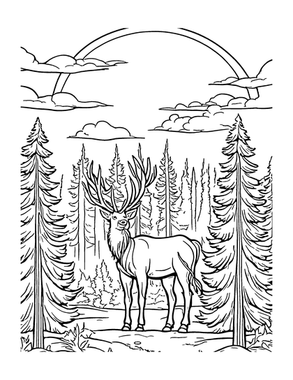Coloring page Elk: a line drawing from Colorado Critters & Adventures for kids