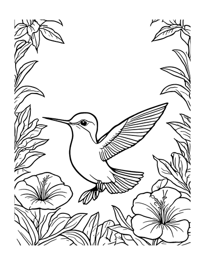 Coloring page Hummingbird: a line drawing from Colorado Critters & Adventures for kids